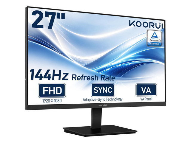 27-inch Computer Monitor, 144Hz FHD VA for Work, Stream & Play Adaptive Sync, HDR10, 4000:1 Contrast Ratio, 125% sRGB, TÜV Eye Care, HDMI/VGA, VESA...
