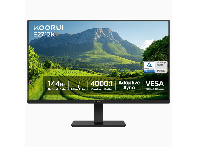 27 Inch Computer Monitor 144Hz FHD 1080p VA Display for Work & Play 4000:1 Contrast Ratio, Adaptive Sync, Eye Care TÜV Rheinland Certified, Slim...