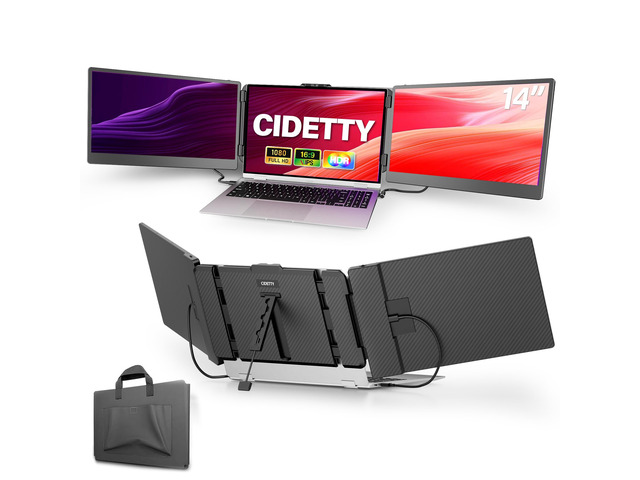 Laptop Screen Extender, 14'' FHD 1080P IPS Ultra-Thin Dual/Triple Monitor Display, HDMI/USB-C Plug-Play Portable Monitor for Laptop, Built-in...