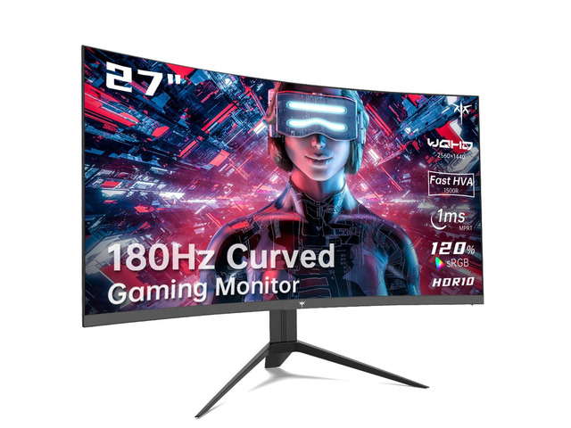 27 inch Gaming Monitor, 1440P Curved Monitor, 180Hz, 2K, 1500R, H27S17 1ms, FreeSync/G-Sync Compatible, DisplayPort/HDMI/USB, Ultrawide PC...
