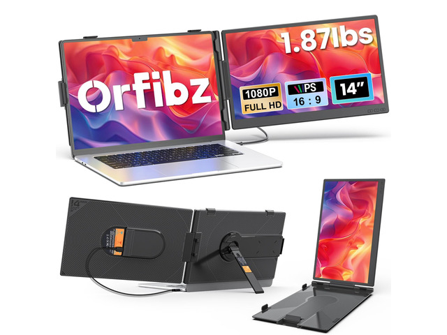 Laptop Screen Extender 1.87lbs Ultra-Portable & Ultra Slim, 14.2' FHD 1080P Dual Portable Monitor for 14'-17.3' Laptop, Plug & Play Travel Monitor...