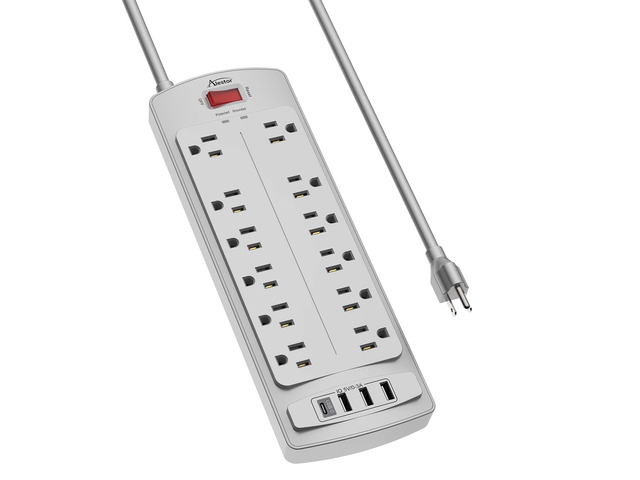 6 Ft Surge Protector Power Strip with 12 Outlets and 4 USB Ports 2700 Joules, 6 Feet Heavy Duty Extension Cord with Multiple Outlets for Home,...