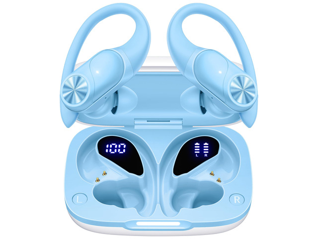 Bluetooth Headphones Wireless Earbuds 80hrs Playtime Wireless Charging Case Digital Display Sports Ear Buds with Earhook Deep Bass IPX7 Waterproof...