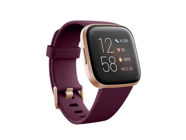 Versa 2 Health and Fitness Smartwatch with Heart Rate, Music, Alexa Built-in, Sleep and Swim Tracking, Bordeaux/Copper Rose, One Size (S and L...