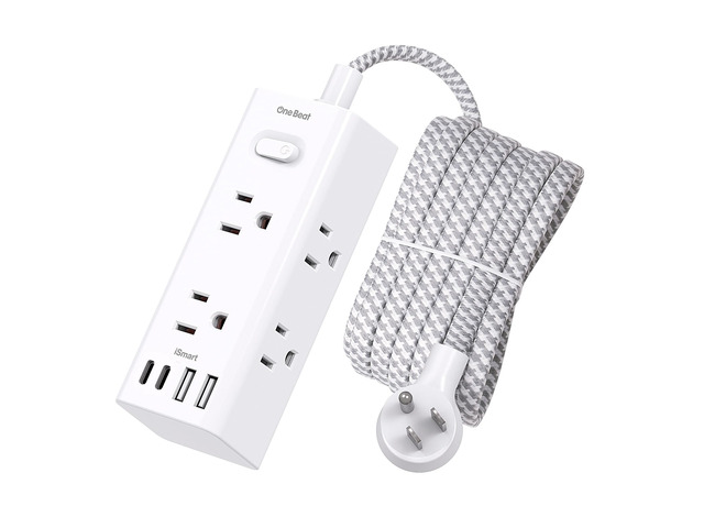 Surge Protector Power Strip 10Ft Long Extension Cord with Multiple Outlets 6 Widely Outlets 4 USB Ports (2 USB C), Wall Mount Outlet Extender, Flat...