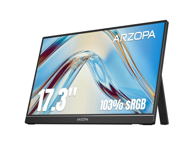 17.3' Portable Monitor, 1080P FHD 103% sRGB IPS Gaming Monitor Laptop Monitor with Built-in Kickstand HDMI USB C External Screen for PC Mac Phone...