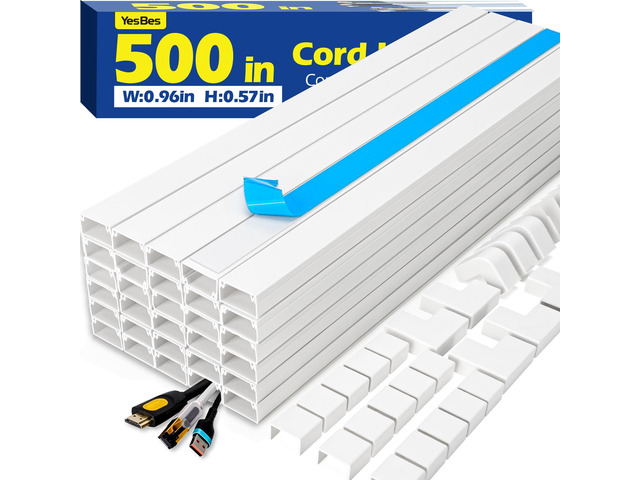 500in Cord Hider Kit, Cord Covers for Wires on Wall, Paintable Cable Raceway, Cord Hider for Wall Mount tv, tv Cable Hider Wall kit, Wire Covers...