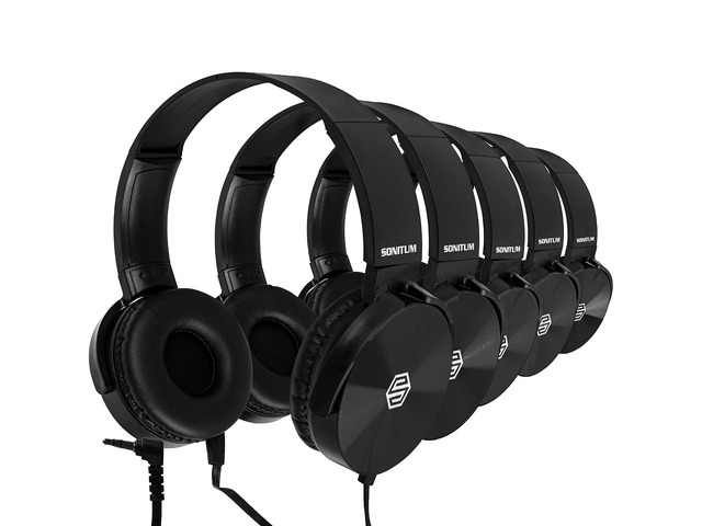 Classroom Headphones Bulk 5 Pack, Student On Ear Color Varieties, Comfy Swivel Earphones for Library, School, Airplane, Kids, for Online Learning...