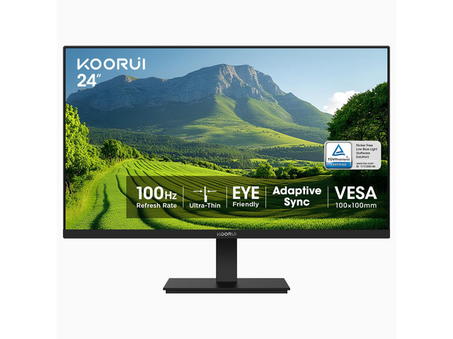 24-inch Computer Monitor FHD 100Hz VA HDMI/VGA, Audio Out 4000:1 Contrast Ratio, TÜV Eye Care, Easy-Setup, VESA mount & tilt, Ultra-Slim Display...