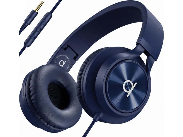CL750 Adults & Kids Headphones with Cord, Microphone & Volume Control - Wired Headphones with Mic, Plug In Teens Corded Head phones Wire for...