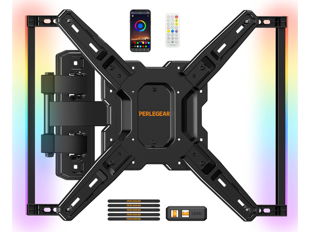 TV Wall Mount with LED Lights for 2865 Inch TVs up to 82 lbs Full Motion, Swivel TV Mount, Corner Articulating Single Stud Wall Mount TV bracket...