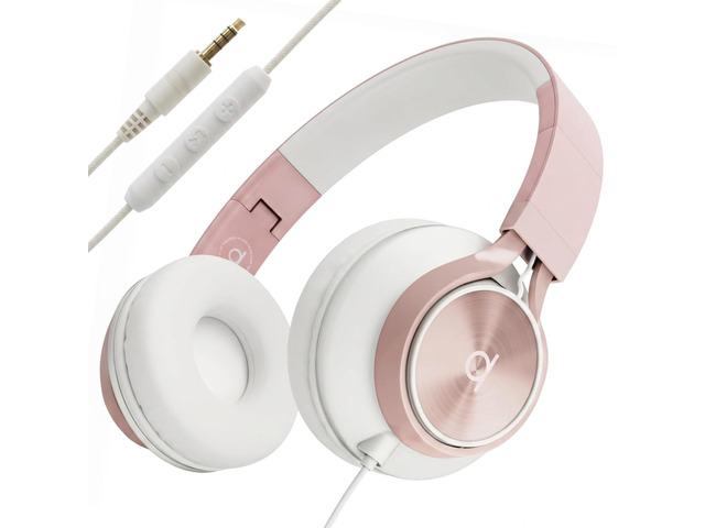 Wired Headphones for Kids & Adults - Built-in Mic & Volume Control, Kids Headphones for School & Travel, Girls Head Phones for Computer, iPad,...