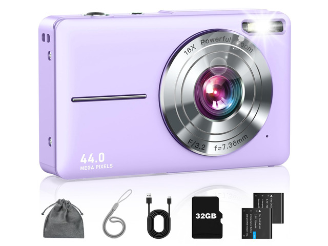 Digital Camera, FHD 1080P Point and Shoot Camera for Kids Teens Starters with 32GB Card Filters 16X Zoom Anti-Shake, Compact Small Camera Easy to...