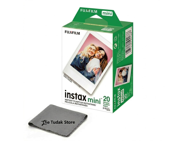 Instax Mini Instant Film, 20 Sheets White Daylight ISO 800 for Instax Mini 13, 12, 11, 41 Cameras Bundeld with The Tudak Store Microfiber Cleaning...