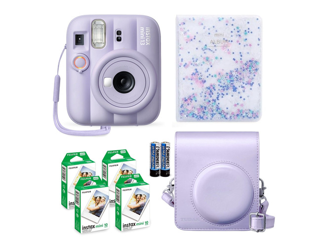 Instax Mini 13 Instant Camera Dreamy Purple + Fuji Film Value Pack (40 Sheets) + Tudak Accessories Bundle, Incl. Compatible Carrying Case,...