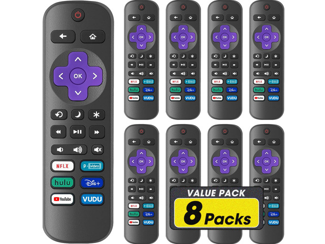 8 Pack Replacement Remote Control Only for Roku TV, Compatible for All TCL Roku/Hisense Roku/Onn Roku/Sharp/Philips Roku (Not for Roku Stick, Box...