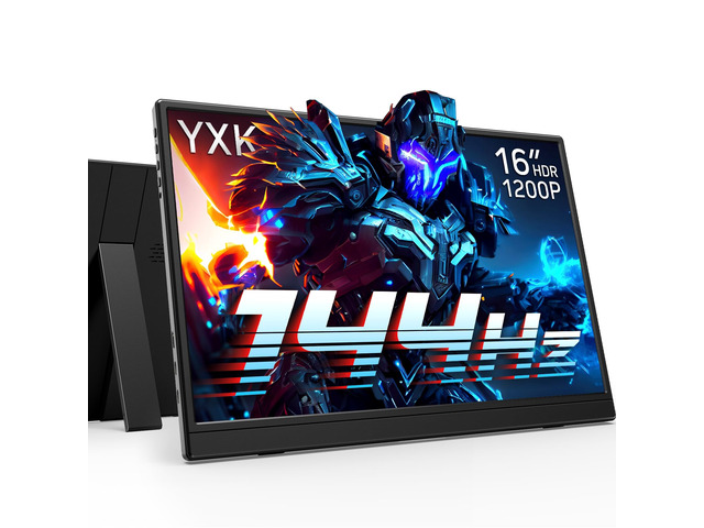 Portable Monitor 16 inch 1200P 144Hz IPS HDR Ultra-Slim Gaming Monitor Dual Speakers USB-C HDMI Second Screen for Laptop PC Mac Phone Xbox PS4/5...