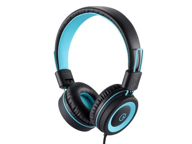 K11 Kids Headphones Wired 3.5mm Jack Stereo Tangle-Free Black 5ft Long Cord, Foldable, Plug in On-Ear Headset for iPad, Kindle Fire, Boys, Girls,...