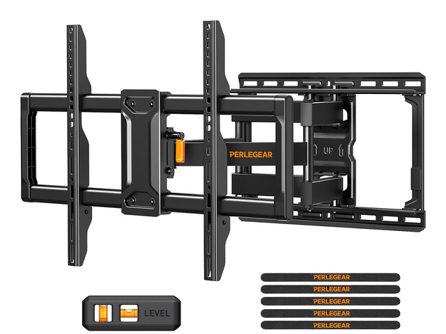 Full Motion TV Wall Mount for 4286 inch TVs up to 132 lbs 30% thicker heavy-duty articulating arm, tool-free tilt, swivel, extend, level, fits 16'...