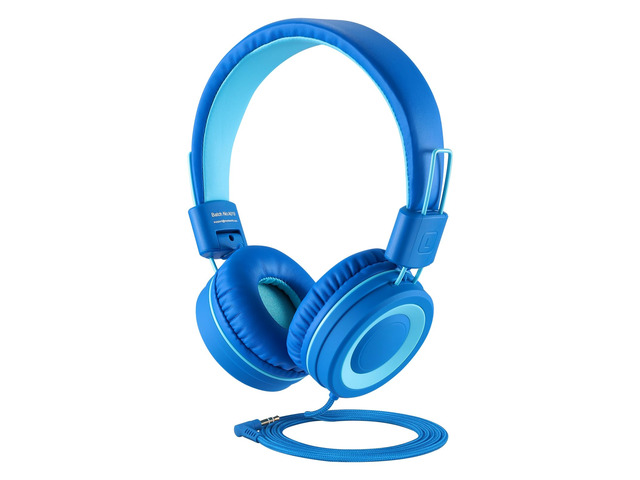 K11 Kids Headphones Wired 3.5mm Jack Tangle-Free Skyline Blue 5ft Long Cord, Foldable, Plug in On-Ear Headset for iPad, Kindle Fire, Boys, Girls,...