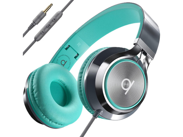 Wired Headphones for Classroom & School with Microphone & Volume Control - Adults, Teens & Kids Headphones with Cord, Corded Head Phones Wire for...