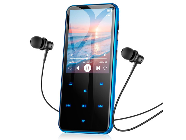 32GB MP3 Player with Bluetooth, M3 2.4'' Player with Speaker with FM Radio, Touch Buttons, Supports Up to 128GB(Blue)