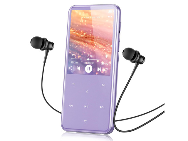 32GB MP3 Player with Bluetooth, M3 2.4'' Player with Speaker with FM Radio, Touch Buttons, Supports Up to 128GB(Purple)