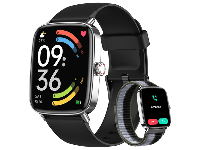Smart Watch for Women Men, 2 Bands Health & Fitness Watch for iPhone/Android, Make Call and Message Notice, 24/7 Heart Rate/Sleep/SpO2 Tracker, 1.85'...