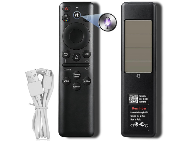 for Samsung-Smart-TV-Remote-Replacement, BN59-01480A, Solar & Type-C Rechargeable, Voice & AI Control, Compatible with 2025-2026 Samsung Smart TVs