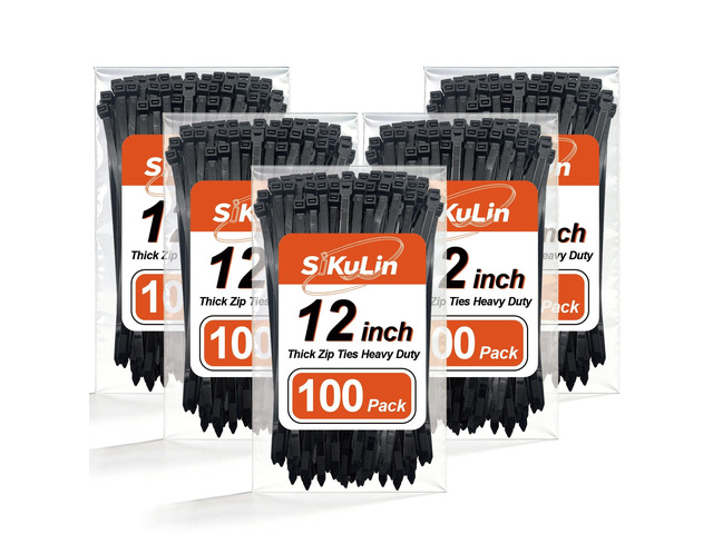 Thick Zip Ties Heavy Duty, 12 inch, Black, 250 lbs High Strength, 500 Pack, Heavy Duty Zip Ties for Outdoor Use, Extra Wide & Strong UV Resistant...