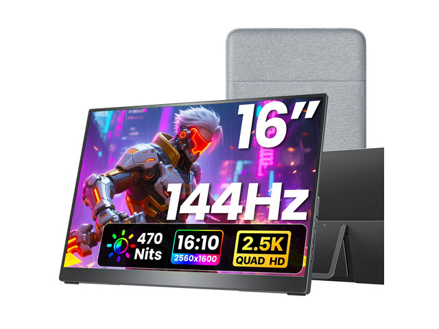 Portable Monitor for Laptop MacBook Surface PC Xbox PS5, Travel Monitor Second Screen for Laptop, HDMI USB-C VESA Compatible Built-in Speaker, 16