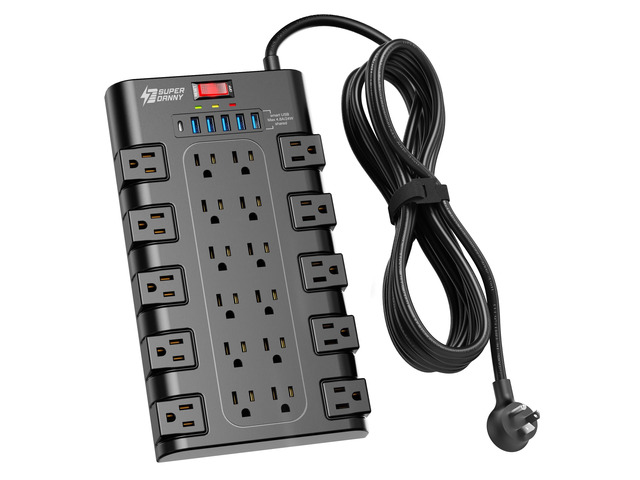 Power Strip Surge Protector, 22 AC 6 USB, 2100J, 15Ft, 1875W/15A 5A1C, Heavy Duty Extension Cord with Multiple Outlets, Flat Plug Outlet Extender...