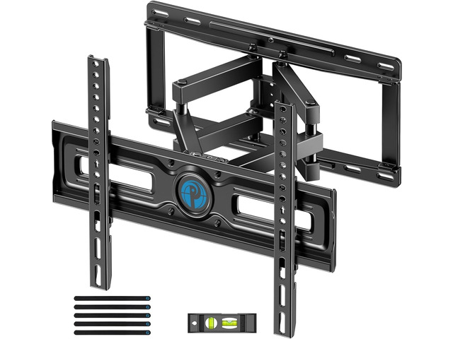 Full Motion TV Wall Mount Height Adjustable for 2665 inch TVs TV Mount with Dual Arms, Swivel, Tilt, Max VESA 400x400mm, 3 Bracket Heights, TV...