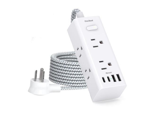 Power Strip Surge Protector, 3Ft Short Extension Cord Flat Plug 6 Outlets with 4 USB Ports (2 USB C), Wall Mount Small Power Strip for Travel, Home...