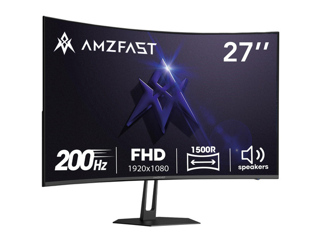 27 inch 200Hz Curved Gaming Monitor, FHD 1080p with Built-in Speakers, FreeSync, MPRT 1ms, 130% sRGB, 3000:1, 1500R, VESA Mount, HDMI 2.0 & DP 1.4,...