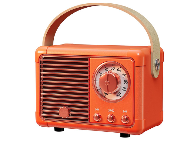 Retro Bluetooth Speaker, Small Vintage Decor Gifts Pumpkin Orange Portable mini wireless old fashion style for kitchen desk bedroom office outdoor...
