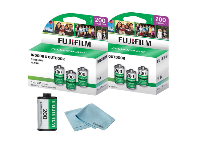 200 Color Negative Film (35mm Roll Film, 36 Exposures, 6-Pack) + BluebirdSales Microfiber Cleaning Cloth Bundle