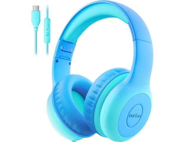 K1 Kids Headphones Wired with Mic, USB Type C Headphones for Kids 85/94dB Volume Limit, Portable Wired Headphone with Shareport, Stereo Sound...