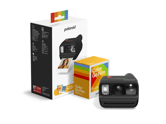 Go Generation 3 Bundle - Mini Instant Film Camera + 16 Color Photos - Black (6659) - Only Compatible with Go Film