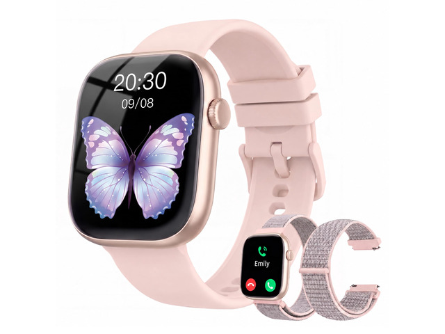 Smart Watch for Women, Bluetooth Answer/Make Calls, 1.83'HD Screen, 2 Bands IP67 Waterproof Fitness Tracker, Heart Rate/Sleep Monitor, DIY Dial,...