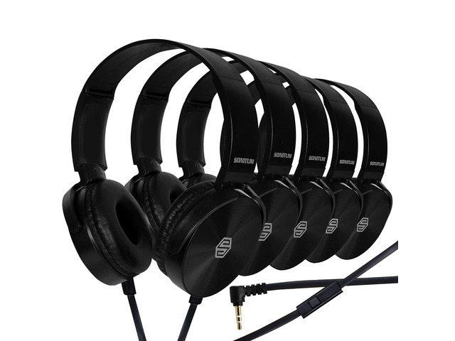 Classroom Headphones-Bulk 25-Pack, with Microphone Student On Ear Comfy Swivel Earphones for Library, School, Airplane, Kids-for Online Learning...