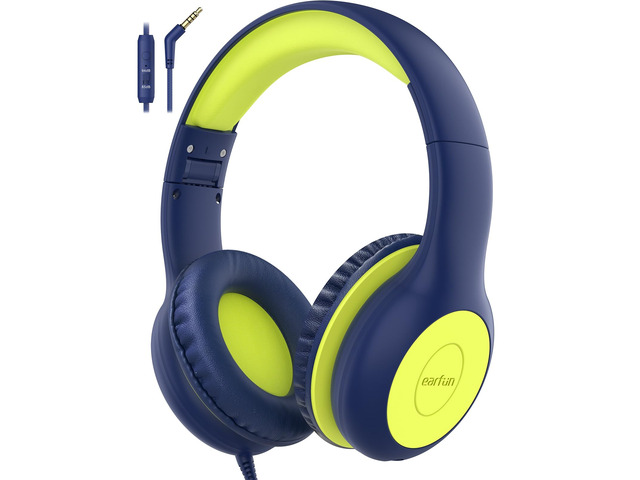 K1 Kids Headphones Wired with Mic, Volume Limit Headphones for Kids Portable Wired Headphone with Shareport, Stereo Sound, Foldable Headset for...