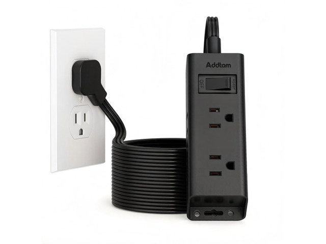Flat Plug Power Strip with 6 Outlet Extender, 25 FT Extension Cord Flat Wall Plug with Multiple Outlets, No Surge Protector for Cruise Ship,...