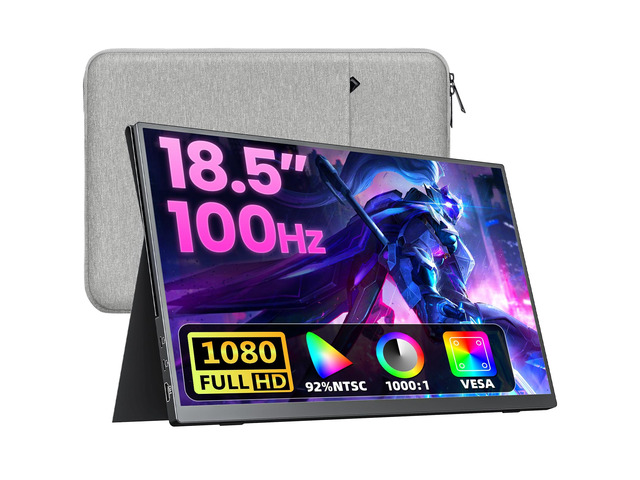 Portable Monitor 18.5 inch FHD 130% sRGB 100Hz HDR HDMI USB-C Travel Monitor for Laptop MacBook PC Surface PS5 Xbox, Large External Display with...