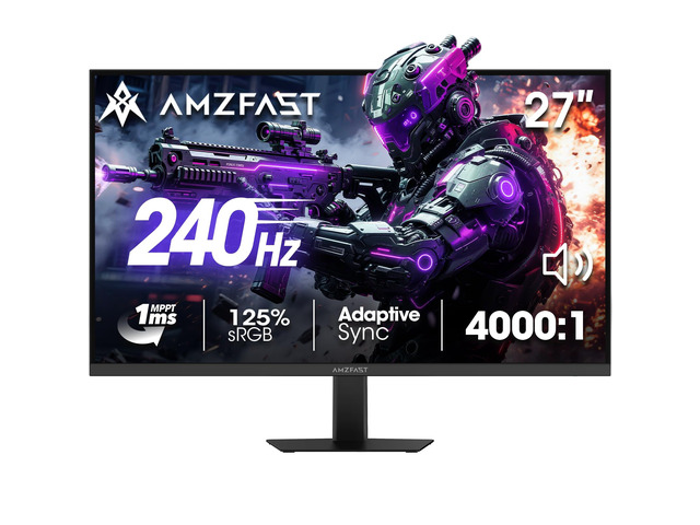27 Inch Gaming Monitor, 240Hz 1ms FHD 1080P, Adaptive Sync, HDR400 4000:1, 125% sRGB, Built-in Speakers, HDMI/DP, VESA, Retractable Headphone...