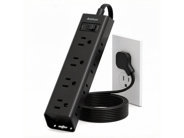 Power Strip Surge Protector with 12 Outlets, Flat Plug Extension Cord 10FT Ultra Thin Wall Plug, 3-Side Wide Spaced Outlet Extender, 1050J, Wall...