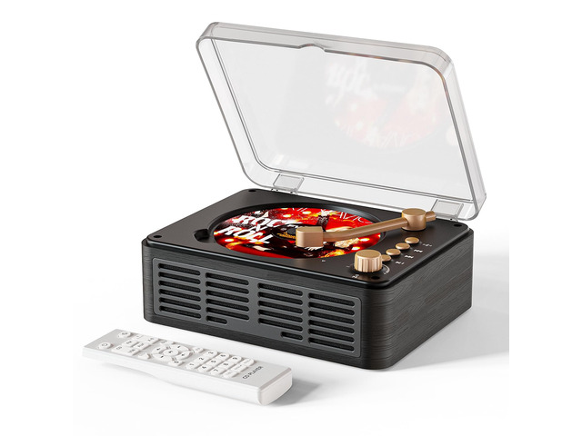 CD Player with Speakers Bluetooth,Portable CD Players for Home Nostalgic Retro Wood Music Player FM Radio for Home Wired and Remote Control-Black