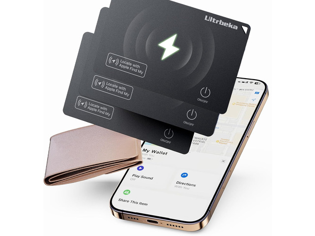 Air Tag Wallet Tracker Cards 3 Pack, Rechargeable Bluetooth Trackers for Wallets, Works with Apple Find My, IP68 Waterproof Card Finders for...