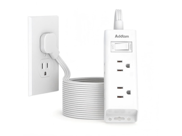 Flat Plug Power Strip with 6 Outlet Extender, 25 FT Extension Cord Flat Wall Plug with Multiple Outlets, No Surge Protector for Cruise Ship,...