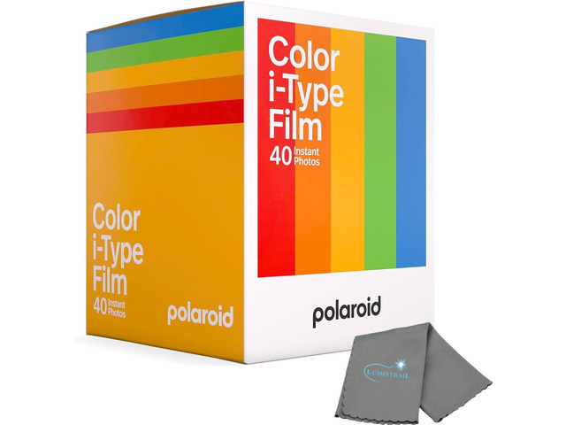 Polaroid Instant Color Film for i-Type Cameras 5 Pack, 40 Instant Photos, Works with Polaroid Now, Now+, I-2, & Lab, Bundle with a Cleaning Cloth